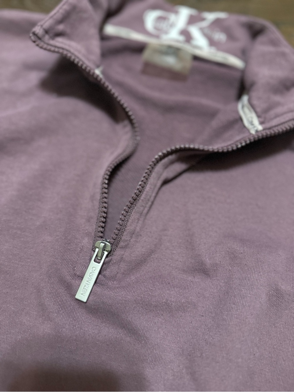 Calvin Klein Mauve Half‑Zip Drawstring Sweatshirt - Picture 4 of 5